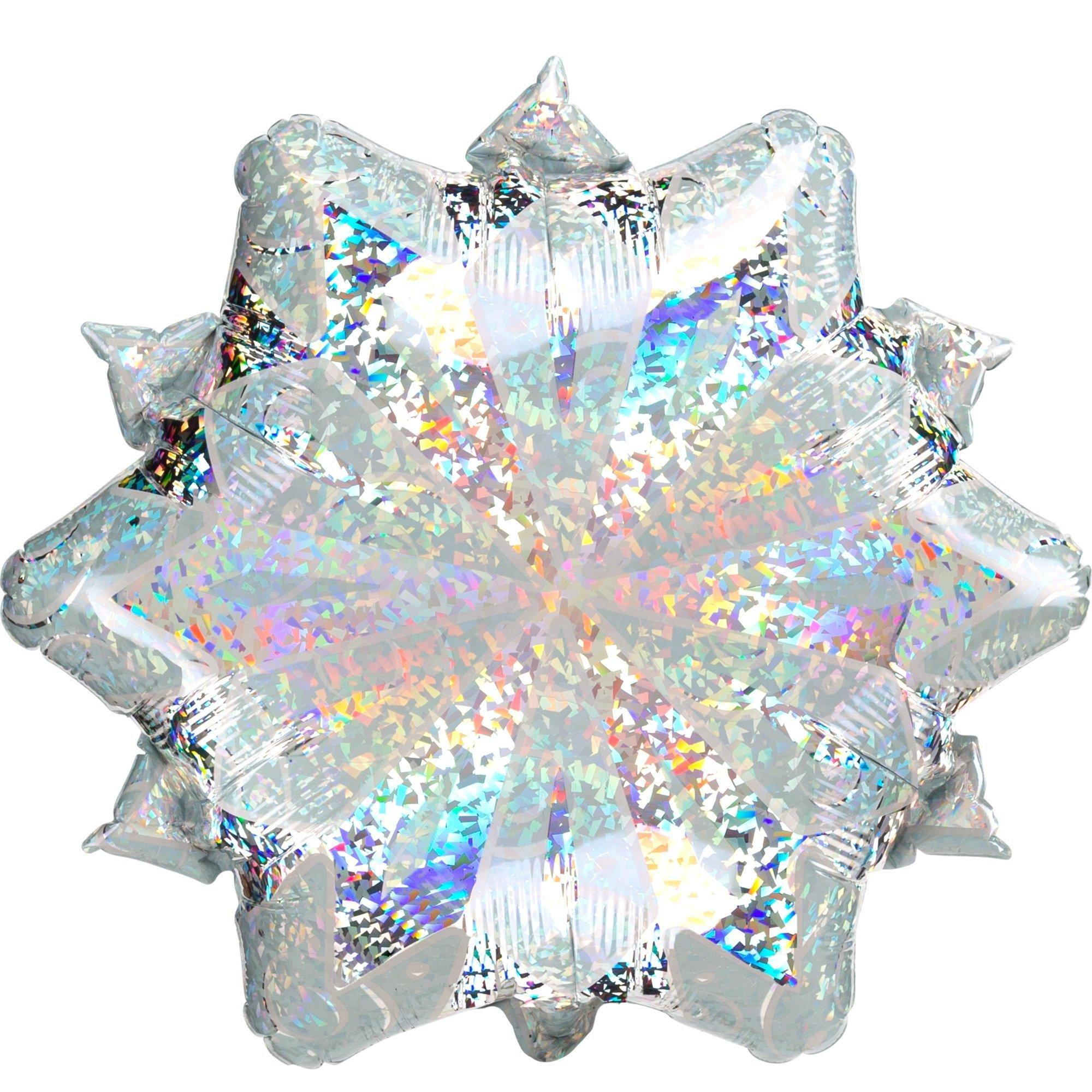 Premium Prismatic Snowflake Foil Balloon Bouquet with Balloon Weight, 13pc